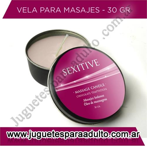 Aceites y lubricantes, Lubricantes sexitive, Vela para masajes con aroma a chocolate 30gr